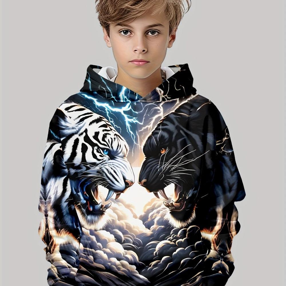Kids Clothes Boys Hoodies Long Sleeve 3D Tigers Print Children Spring Fall Clothes Casual Outdoor Stylish Boy Girl Clothes Tops