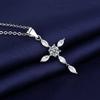 925 Sterling Silver Simple Fashion Cross Love Pendant Zircon Necklace Birthday Anniversary Party Gift