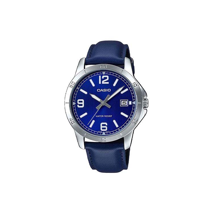 

Casio Standard Series Retro Sports Trend Business Quartz Movement Leather Strap Watch Men watches Blue MTP-V004L-2BUDF Blue Dial