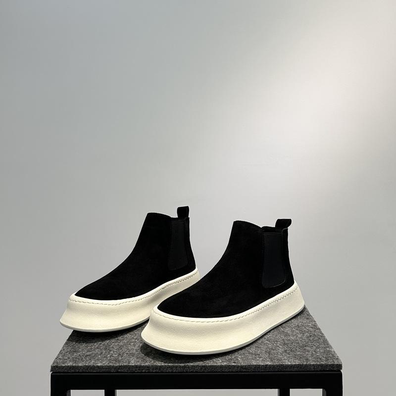 Chelsea Boots New Winter Velvet Short Boots High-top Boots Leather Martin Jw