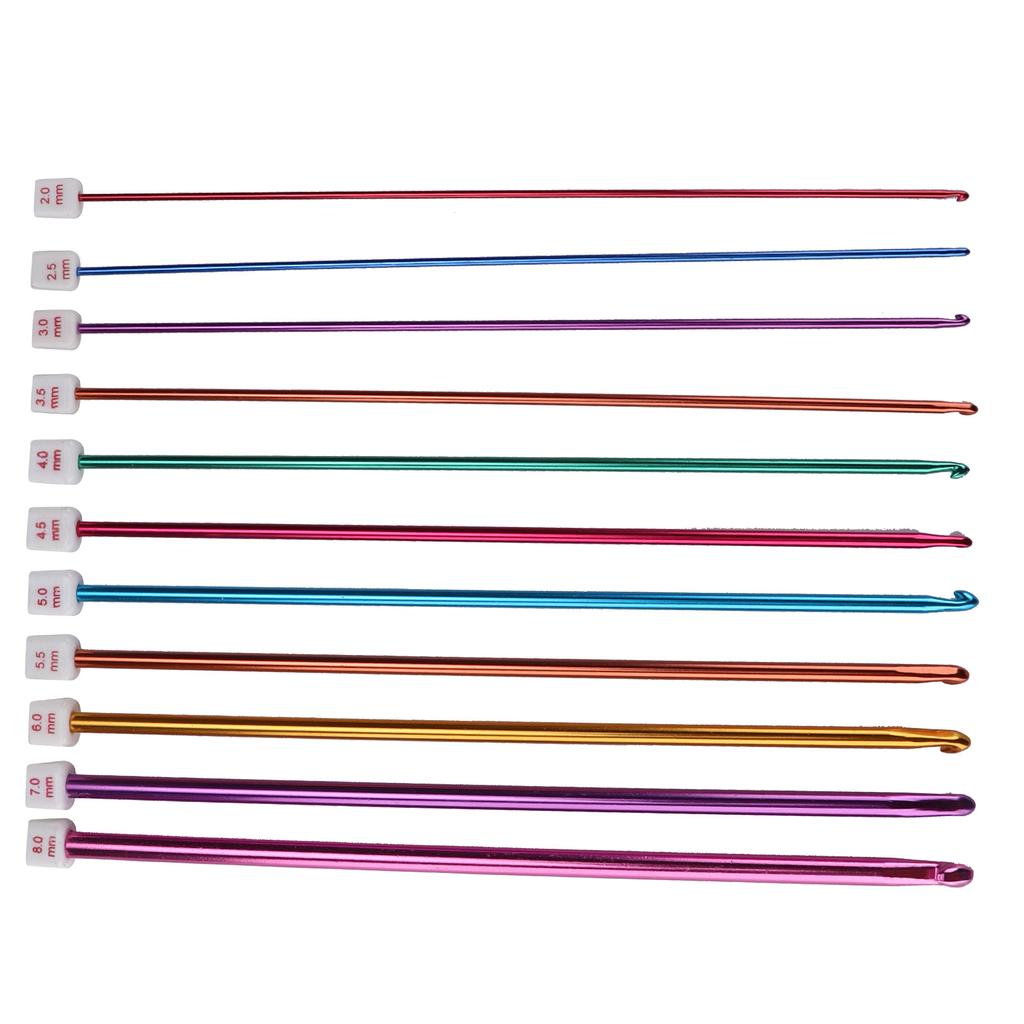 Häkelnadeln 2,0 mm - 8,0 mm Mehrfarbiges Aluminium Afghanistan Häkelnadel-Set für Anfänger Strickliebhaber