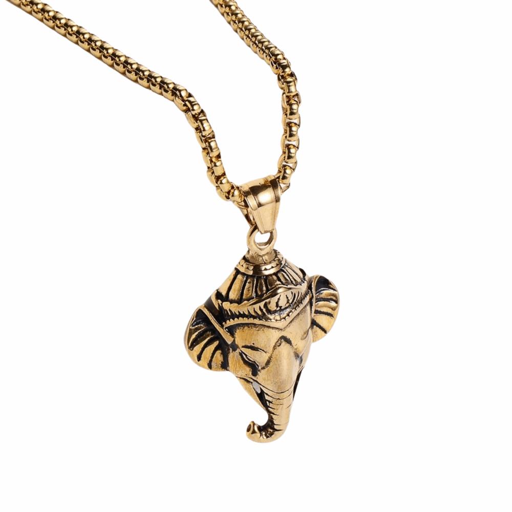 Rock Pendant with Chain Gothic Hip Hop Collarbone Necklace Punk Elephant Necklace  Party Jewelry