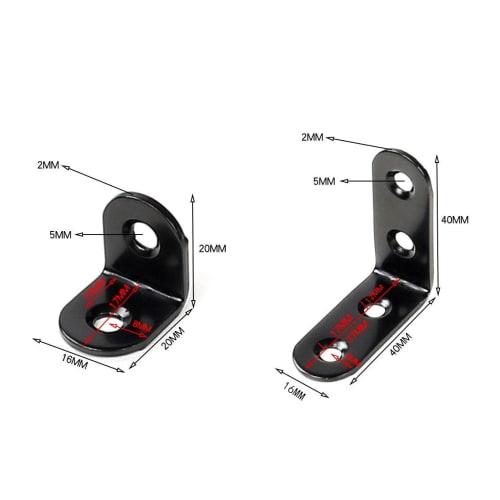 20-Piece Set: 40*40*16mm + 20*20*16mm L-Shaped Angle Brackets, Right-Angle Brackets, Shelf Brackets, Corner Braces, Joint Brackets, with 60 Screws (Bl