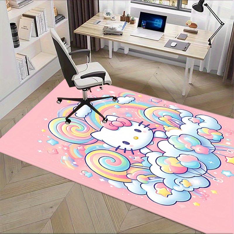Office Rug Hello Kitty, Rainbow Anti-Slip Rug, Machine Washable for Living Room, Bedroom, Office, Multiple Sizes, Bedroom Mat, Decorative Mat, Durable