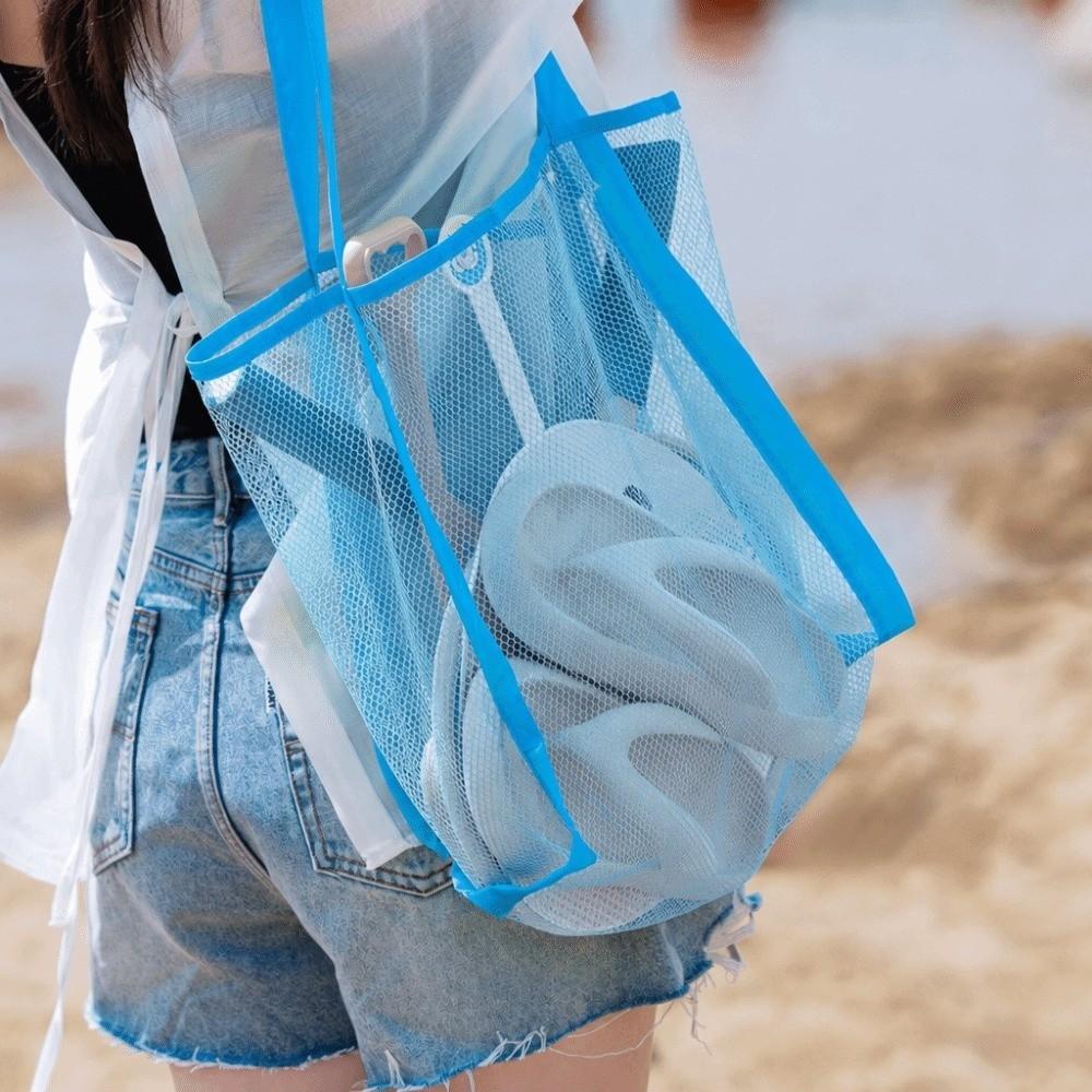 Sandproof Mesh Beach Bag Foldable Shoulder Storage Bag New Toiletry Bag Swimming