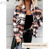 JPNTKY Women's Vintage Casual Autumn Winter Long Sleeve POLO Neck Jackets & Coats