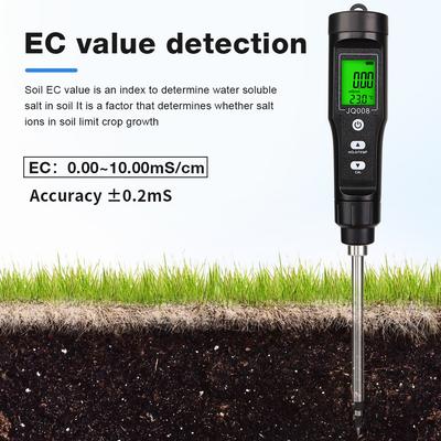JQ008 Digital Soil Meter EC Tester Plant Soil Conductivity Nutrient Analyzer for Flower Gardening Farming 0.00-10.00mS/cm