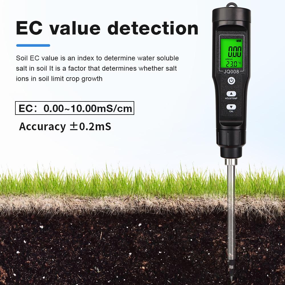 0.00-10.00 MS/cm -30°C-80.0°C LCD EC TEMP 2 In 1 Soil Tester Soil Detector Analyzer for Potted Plants Flower Gardening Farming