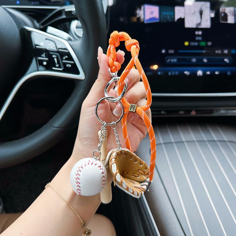 

Personalized and creative baseball keychain, simple car keychain, handmade rope, bag pendant, keyring, hanging accessory, gift помаранчевий