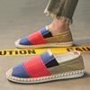 Modne letnie buty typu slip on męskie buty z konopi płócienne wygodne płaskie buty męskie materiałowe oddychające mokasyny casualowe męskie buty rybackie