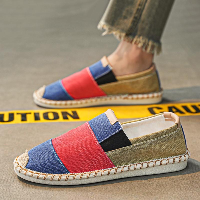 Fashion Summer Slip On Shoes Men Hemp Canvas Shoes Comfortable Flats Men's Cloth Shoes Breathable Casual Loafers Men Fisherman Shoes