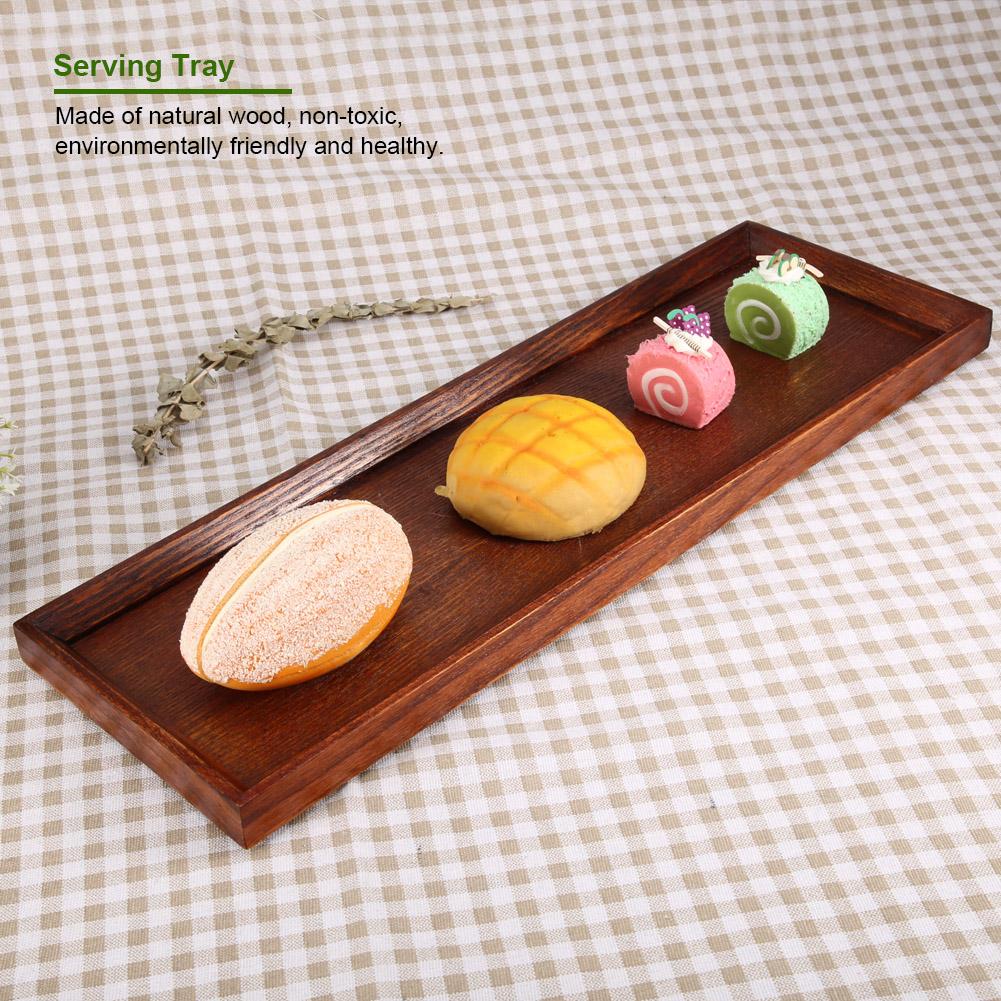 Wooden Serving Tray Plate for Tea Set Fruits Candies Food Home Decoration (45*15*2cm)