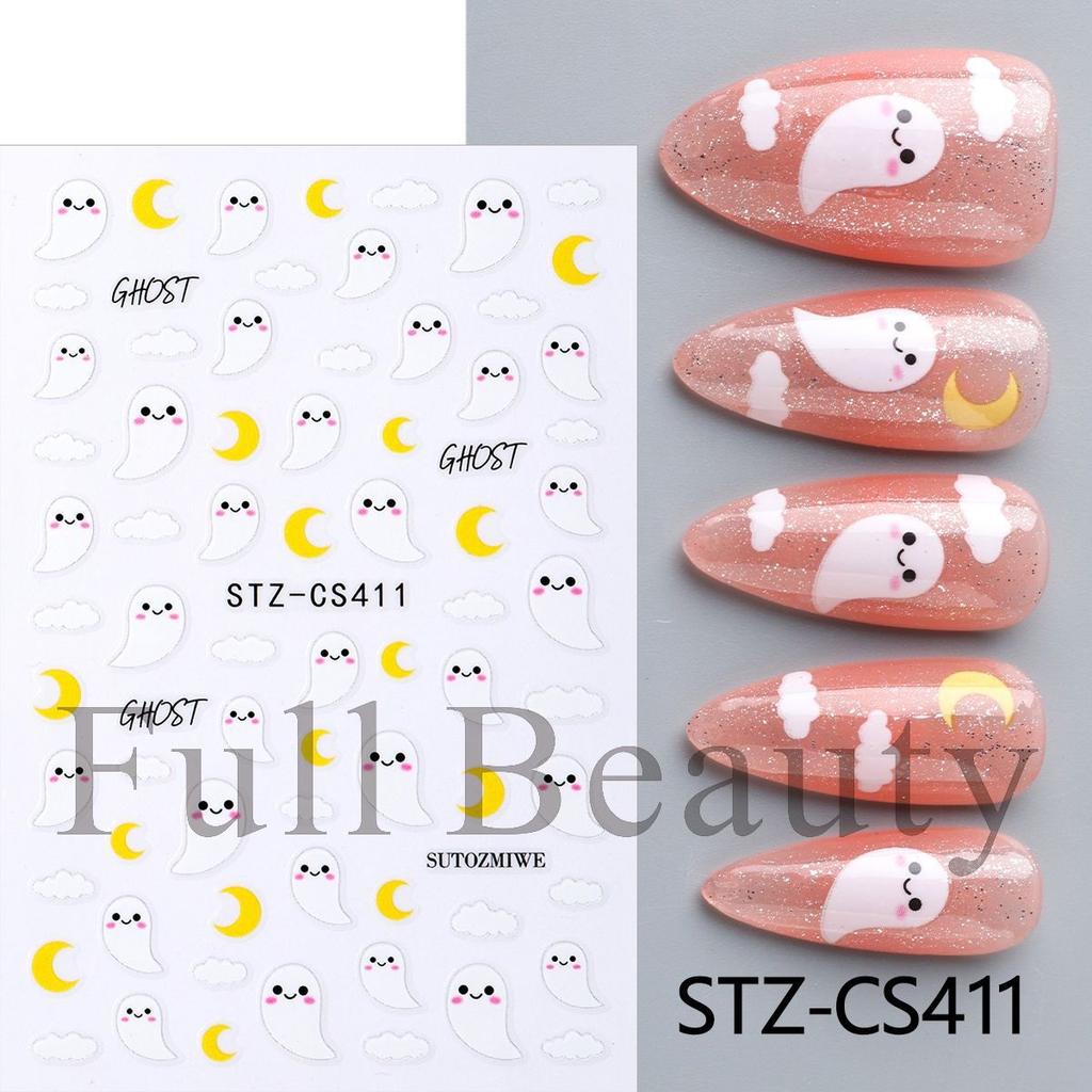 New Nail Art Stickers Halloween Cartoon Scar Pumpkin Bat Spider Web Adhesive Nail Sticker