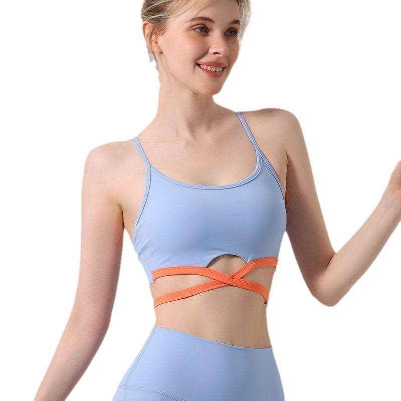 Foreign Trade Cross-Border Fashion Sports Bra with Chest Pad Bubble Wrap Fitness Quick-Drying Intimates Beautiful Vest Yoga Clothes Suit Women