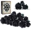 Ensemble de 12 pièces de blocs de construction Rose Noire Bouquet de plantes Roses simulées de haute qualité Fleurs Décoration gothique Cadeau Saint-Valentin