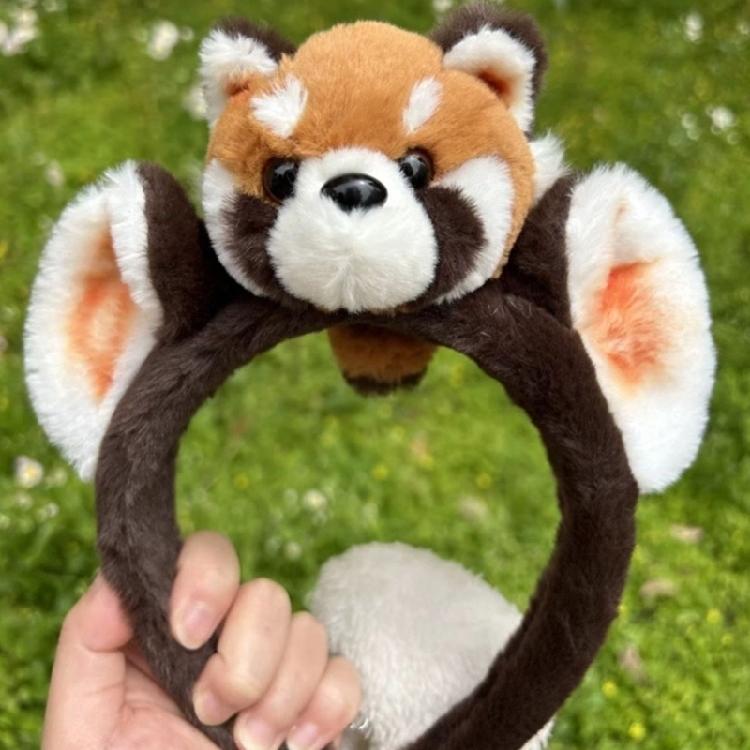 Cartoon 3D Raccoon Plush Headband Cosplay Costume Hairhoop Birthday Party Hairband Women Face Washing Makeup Headpiece