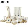 Beige PU Leather Jadeite Jewelry Display Stand for Rings and Pendants