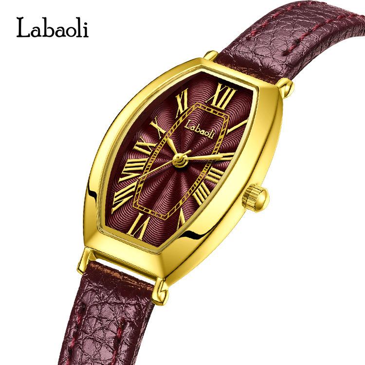 La Baoli Fashion Watch Retro Wine Barrel Type Dial Women'S Watch Simple Quartz Watch