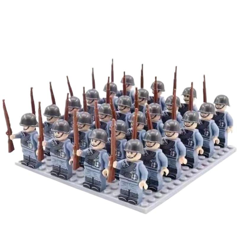 24PCS/SET WW2 Military Soldiers Rifle Weapons Gun Figures Parts Blocks Assembly DIY Model Building Kits Toys