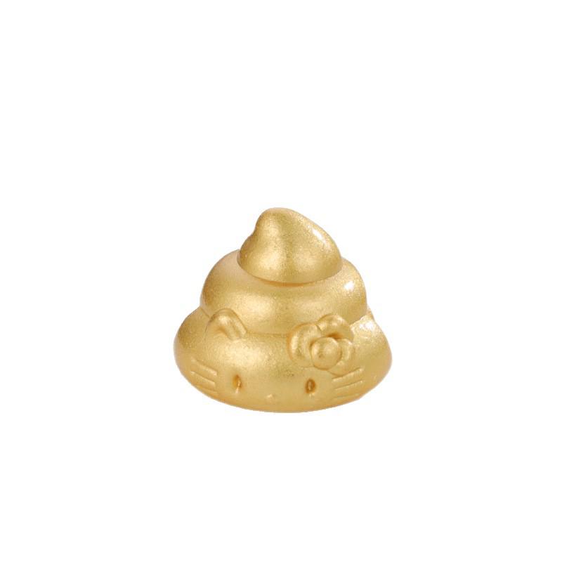 Sterling Silver 999 Hello Kitty Poop Beads Charm for DIY Jewelry