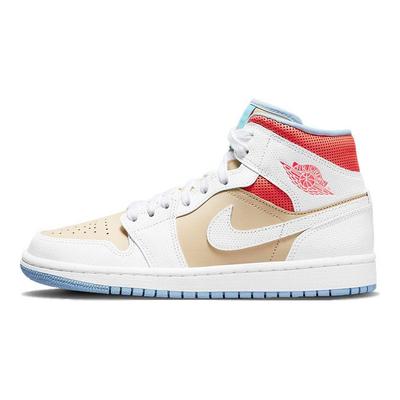 Air 1 Mid SE Sesame Women Sneakers Brown White Flash-Crimson CZ0774-200