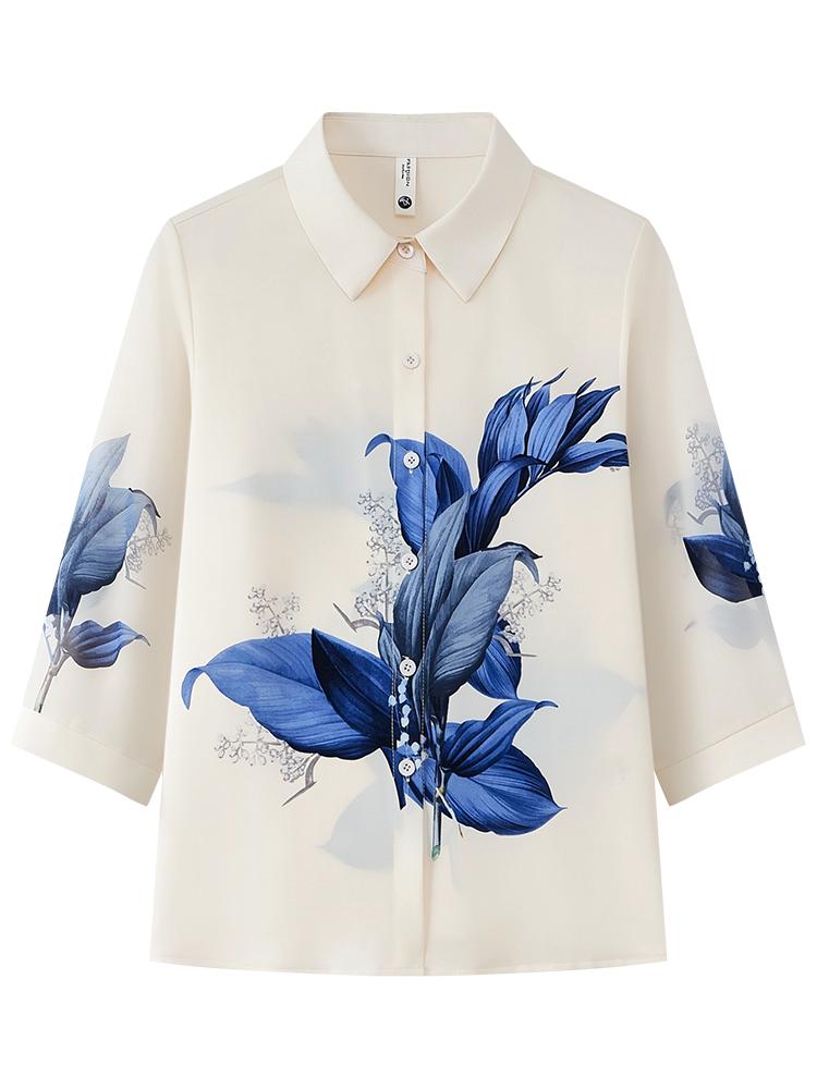 Spring Chiffon Blouse: Stylish Loose-Fit Top for Middle-Aged and Elderly Women