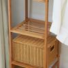 Bamboo Coat Rack with 6-Tier Shelving and Hanger Bar, 90x30x145cm, Natural Wood