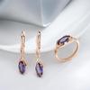 Minimalist Purple Zircon Crossing Pendant Earrings Women Jewelry Wedding Party Accessories