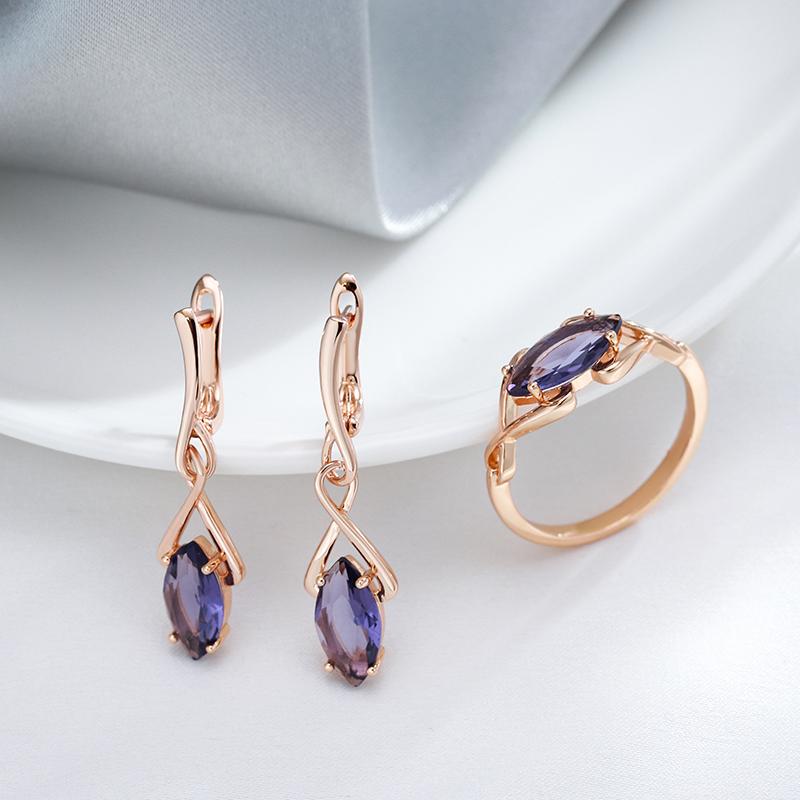 Minimalist Purple Zircon Crossing Pendant Earrings Women Jewelry Wedding Party Accessories