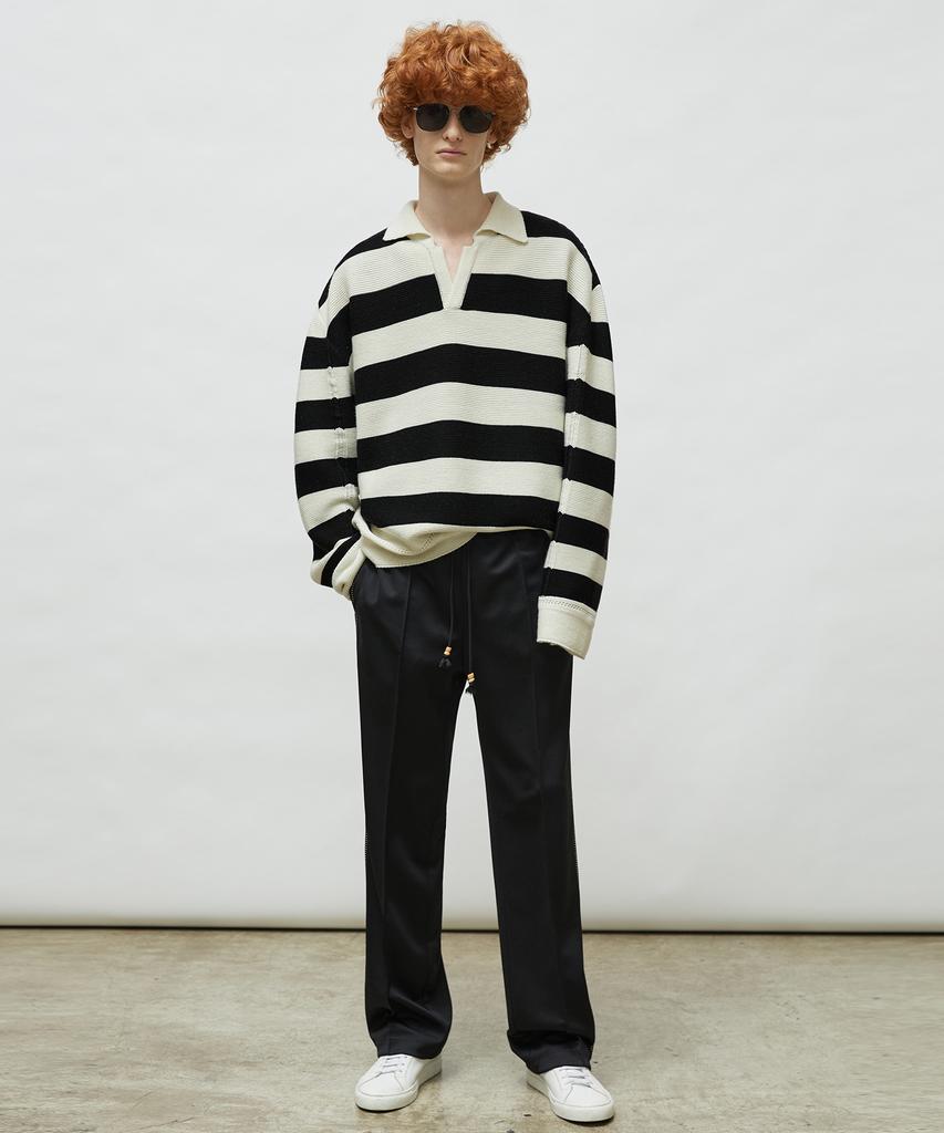 LMOOD Preppy Striped Pullover Knit Cream