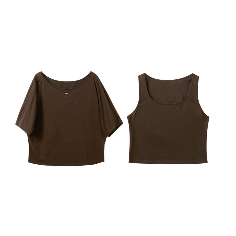 

Cotton Linen Batwing T-shirt & Vest Set S