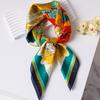 70cm Vintage Korean Style Silk Scarf: Versatile Faux Silk Neckerchief with Vintage Print for Women