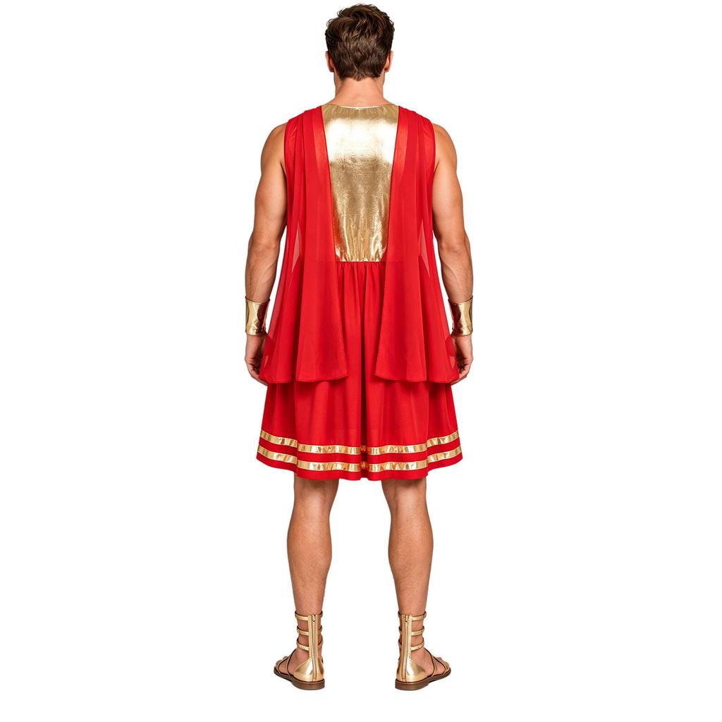 Vestido Toga de Dios Griego para Hombre con Pulseras Sin Mangas Gasa con Caída Cuerpo Metálico Brillante para Fiesta de Disfraces de Halloween Cosplay