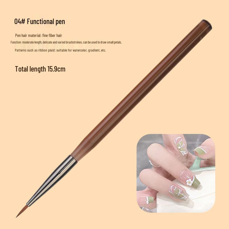 

9-Piece Japanese Translucent Brown Nail Art Brush Set for Line, Ombre, and Flower Painting