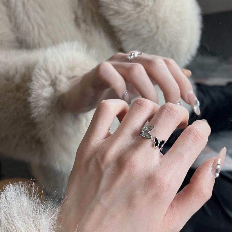 Korean Butterfly Open Ring: Stylish, High-End Luxury Design for Women Adjustable Open белого золота