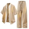 Tang Suit Men's Summer Casual Hanfu Two-piece Suit Retro Large Size Tunic Suit Thin Short-sleeved Chinese Style Shirt