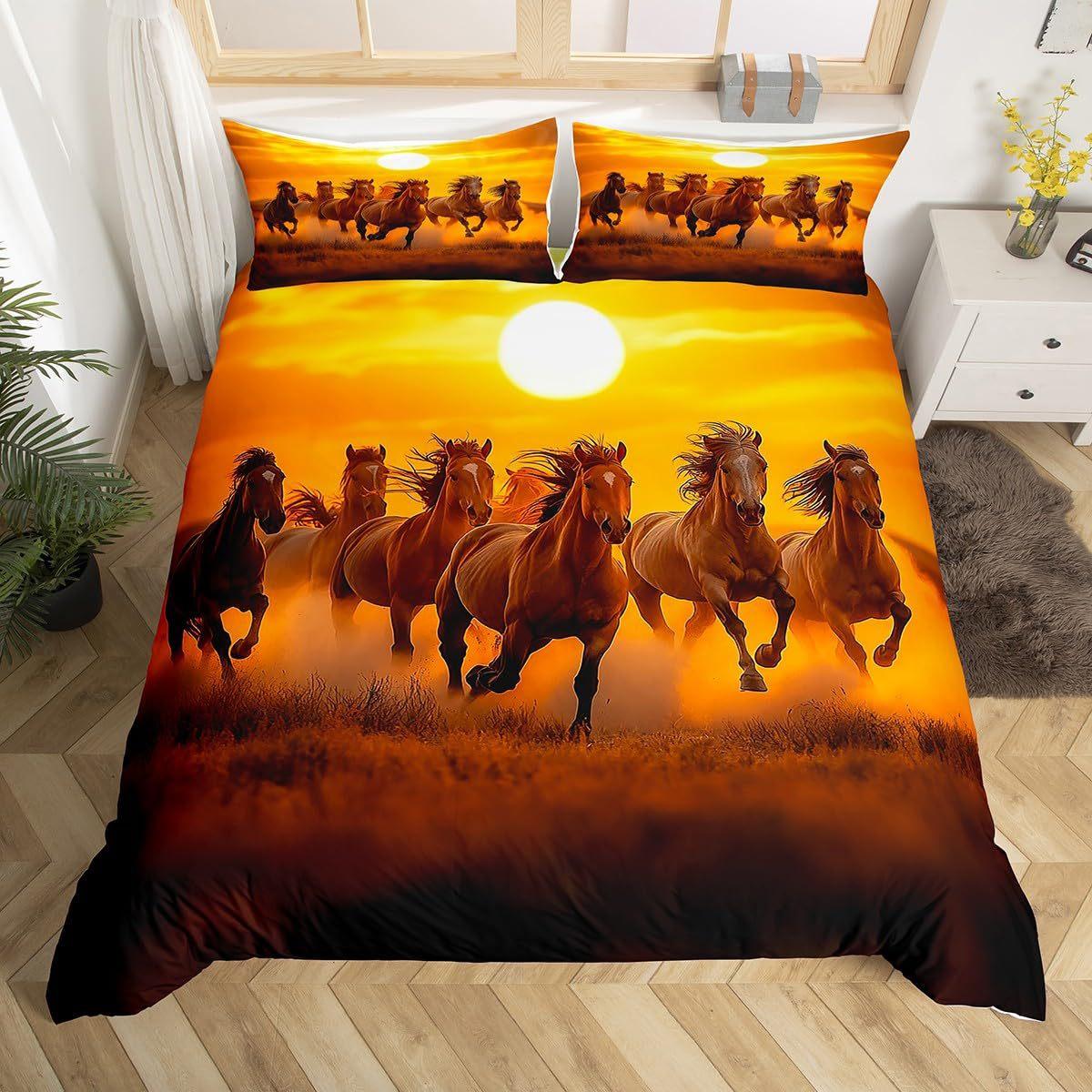 

Комплект постельного белья с изображением лошади в виде 3D животных, комплект из трех предметов, подарок для подростков EU single 135*200