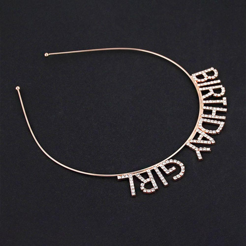 Birthday Decoration Happy Birthday Headband Rhinestone Crown Female Jewelry Korean Style Hair Hoop