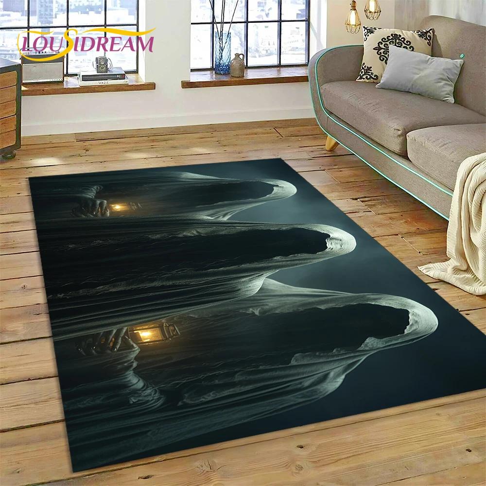 Alfombra de Estilo Gótico de Horror Personaje Calavera Fantasma Espíritu 27 para Dormitorio Sala de Estar Decoración de Sofá del Hogar, Alfombrilla de Suelo Decorativa para Niños