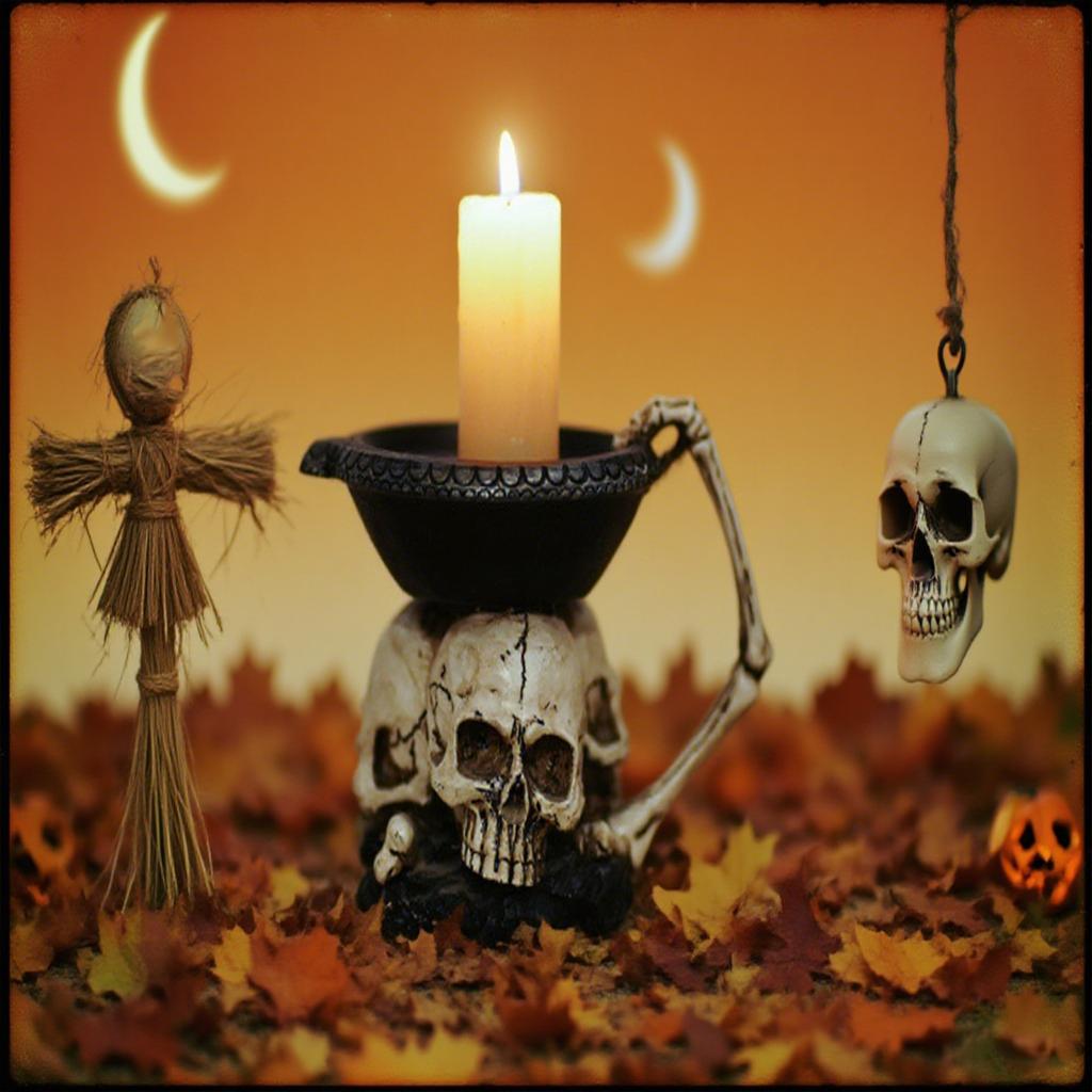 ThreeGhost Head Top Candlestick, Entrance Desk, Storage Tray, Halloween-Themed Decorative Background Props