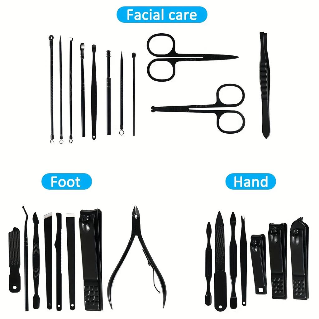 Professional Nail Clipper Set of 26 Pieces, Stainless Steel Nail Clippers, Foot Massage Nail Clippers, Portable Nail Art Tools