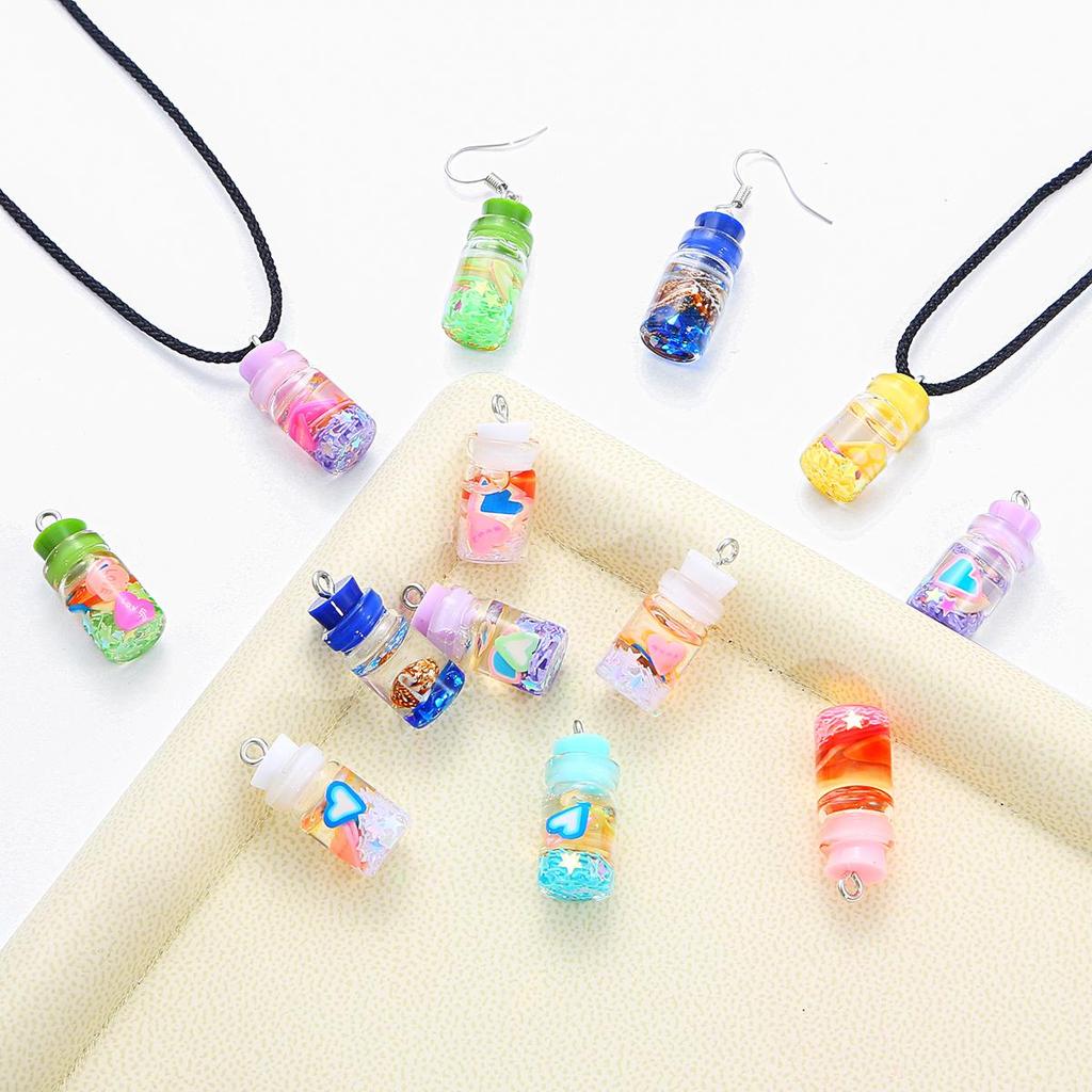 6PCS 20x10mm Mini Glass Bottle Shape Beads Ornaments Jewelry Making for Necklace Pendant Jewlery