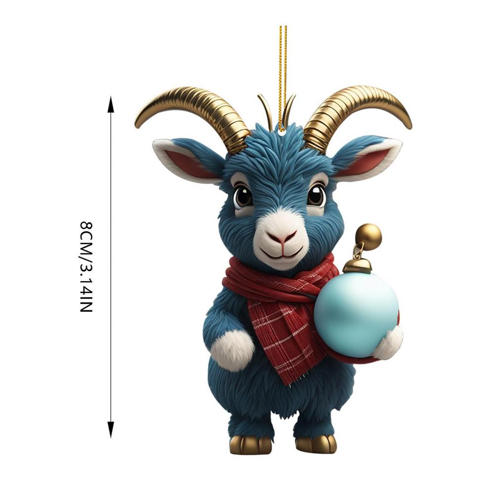 Christmas Cute Goat Home Party Decor 2D Christmas Tree Ornaments For Home Xmas Decoration Party Supplies
