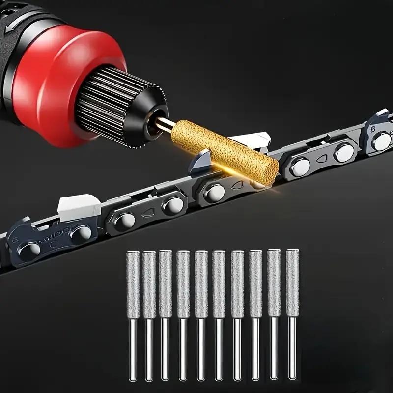 10pc Multi-Purpose Diamond Sharpener Set, Titanium-Coated for ChainSaw, Glass, Metal, Wood, Rotary Tool Bits.