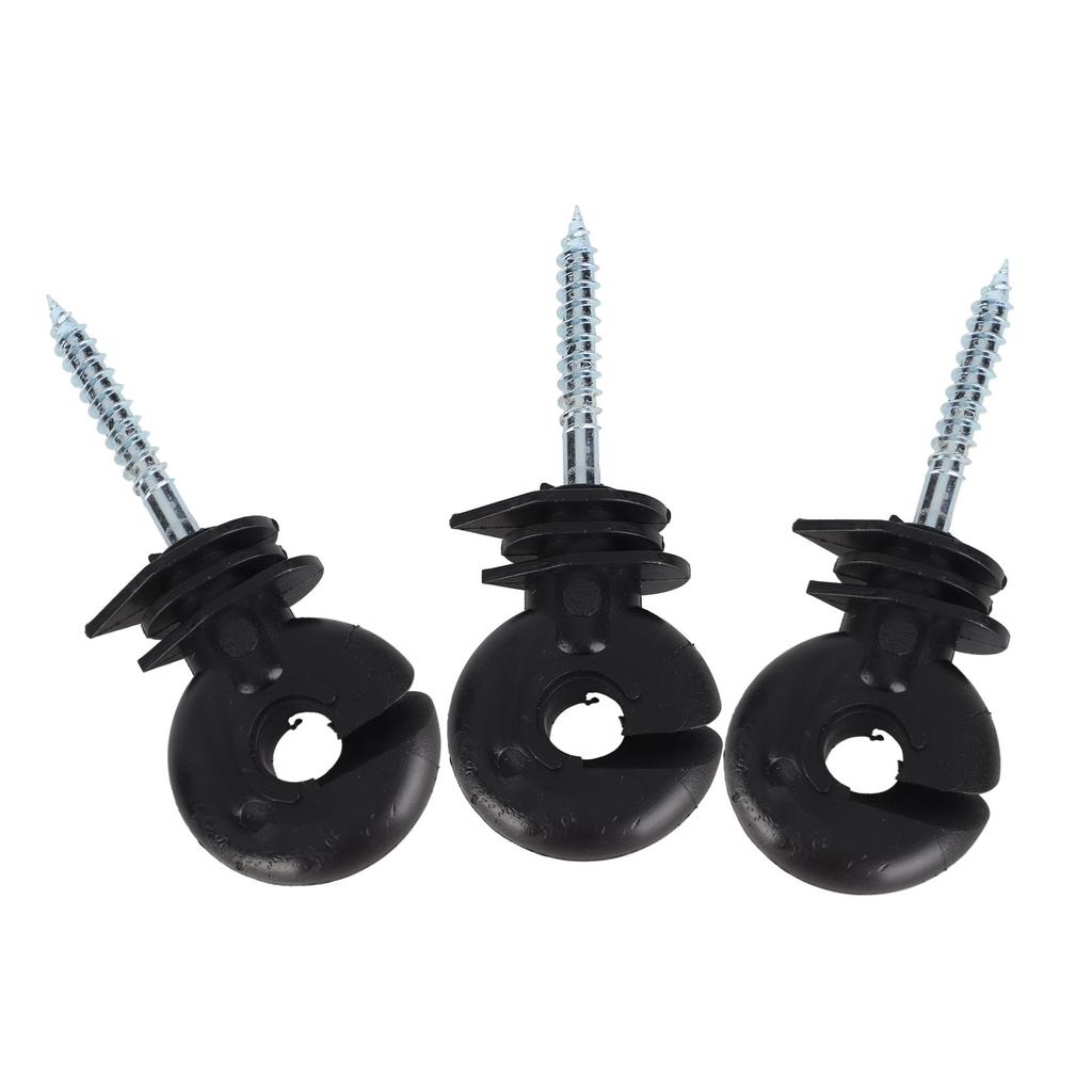 100Pcs Black Screw In Wood Post Ring Insulators for Electric Fencing Poly Wire Or Tape