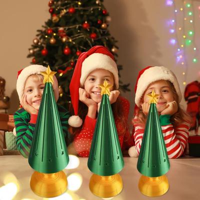 Holiday Decor 3d Printed Christmas Tree Night Light with Led for Home Decoration Starry Tree Desktop Lamp Christmas Decoration