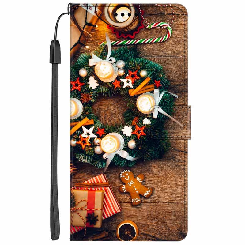 Christmas Flip Case For Motorola Moto G15 / G05 / E15 / G15 Power 4G Wallet Leather Cover With Lanyard Cartoon Wallet Phone Case