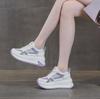 Fashion 8CM Popular Elder Shoes 2025 Summer New Versatile Mesh Breathable Women's Shoes Thick Bottom Inner Height Casual Sports