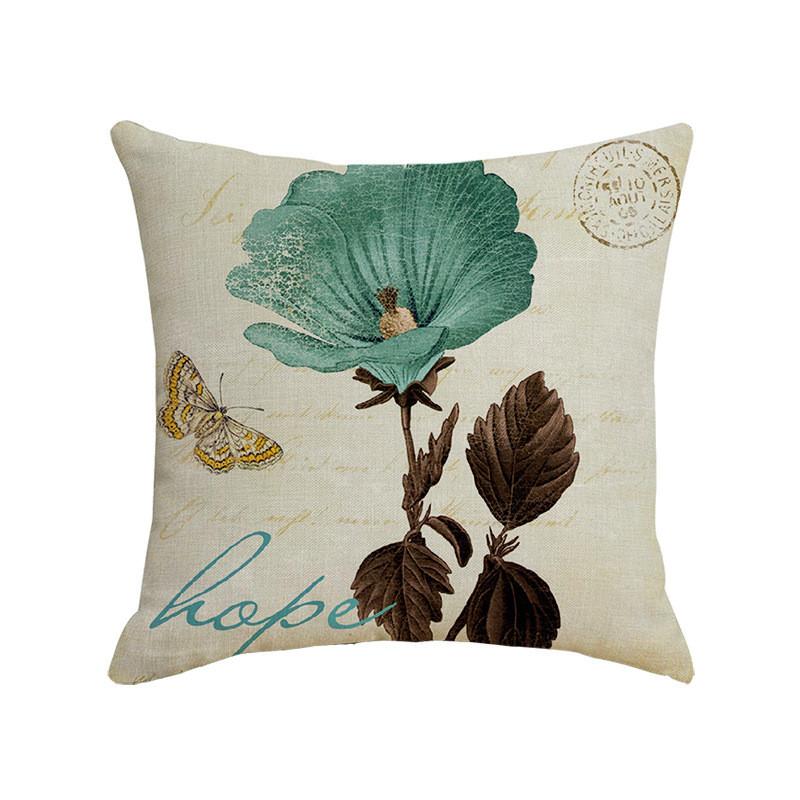 Floral Butterfly Leaves Pillow Summer Garden Scene Cover Bedroom Soft Decoration