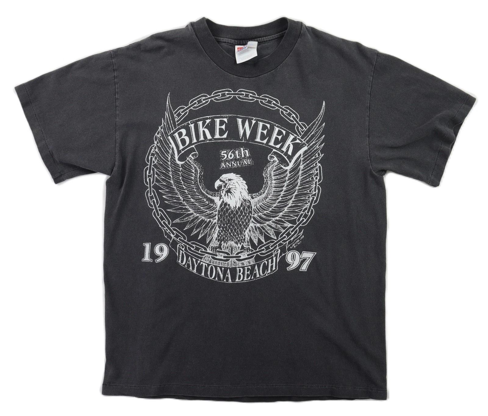 Vintage 90s US Men’s Medium Black Eagle Daytona Beach Bike Week T Shirt XL